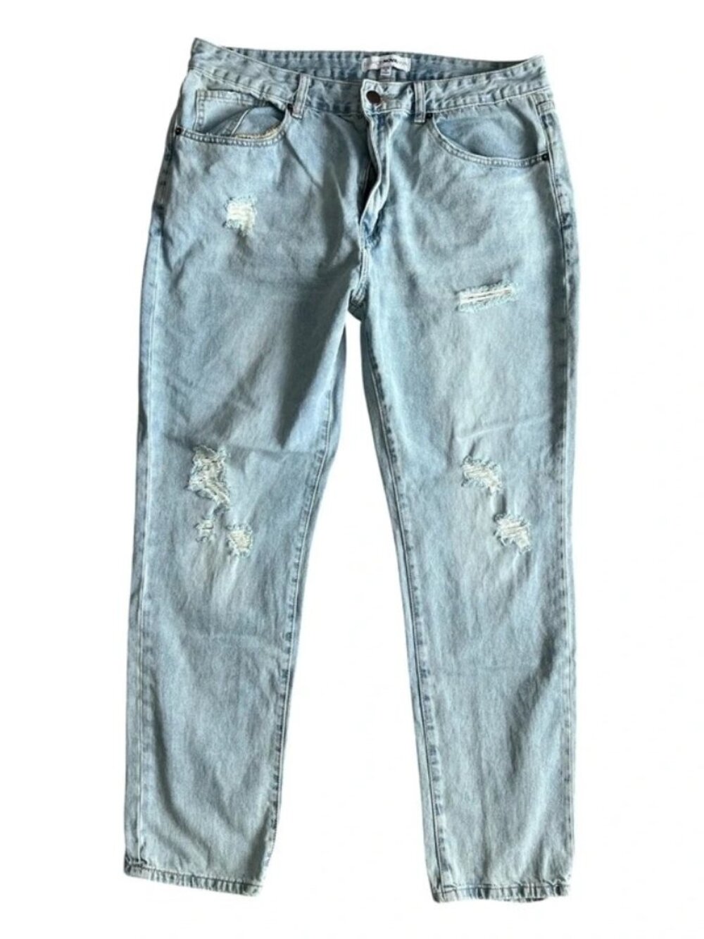 Fashion Nova Men's Light Wash Distressed Jeans Size 38x32